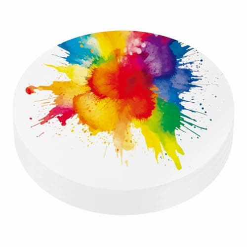 PATIKIL 60 Sheets Cotton Watercolor Paper Round 140lb/300 GSM Cold Press Water Coloring Paint Paper for Art Painting Watercolor Drawing Artist, 8 Inch