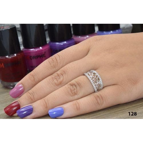 3 Diamonds DAR260 Platinum Plated Ring For Women With Zircon Stone - Silver