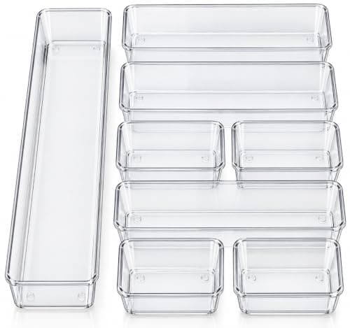 Makeup Organizer 8 Piece Multipurpose – Cosmetic Organizer, Toiletries and Accessories with Practical Compartments for Dresser, Office, Kitchen | Large