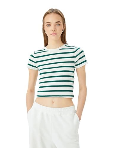 KOTON Womens Striped T-Shirt Modern