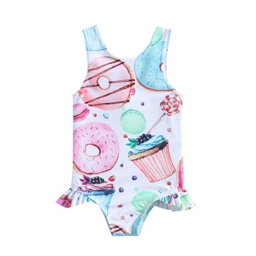 Mix&Max Girls Sleeveless Swimsuit Printed Cupcakes One Piece Swimsuit (pack of 1)