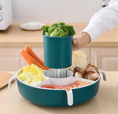 Generic Rotating Serving Tray with 5 Compartments and Cup, .rom