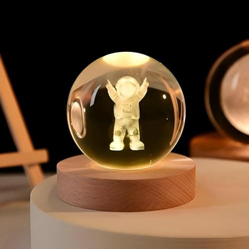 Etched Crystal Ball - Enjoy the gorgeous 3D solar system design of this night light, making it a perfect gift for birthdays, weddings or any festival, adding charm to your celebrations.(Small) Lamp