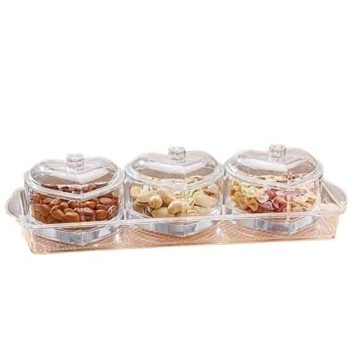 Nut Serving Tray Set with Lid Serving Box Serving Tray Organizer for Nuts and Desserts C 3 Bowl