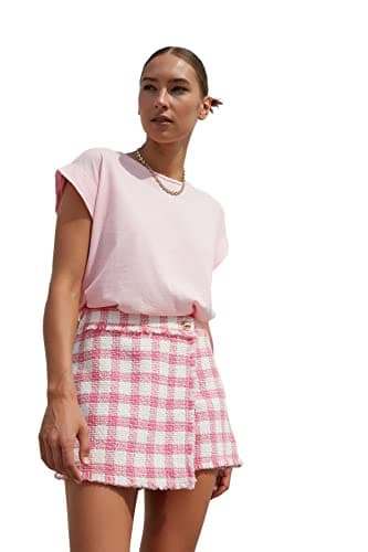 Trendyol Women 100% Cotton Wadding Look Basic Crew Neck Knitted T-Shirt TWOSS20TS0021 T-Shirt (pack of 1)