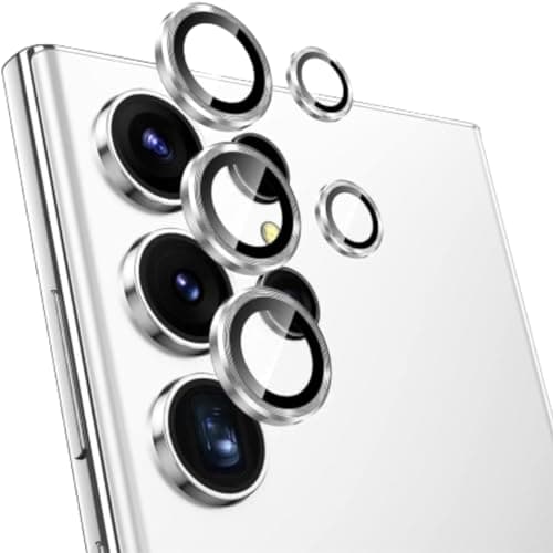 Elmo3ezz for Samsung Galaxy S24 Ultra Camera Lens Protector, Individual Lens Protectors, Resistant Ultra-Thin Tempered Glass with Aluminum Ring Cover, Galaxy S24 Ultra Case Friendly (Silver) Screen protector