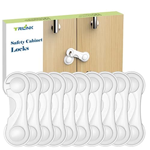 TRILINK Cabinet Locks for Babies 10 Pack, Baby Proofing Baby Safety Locks, Child Locks for Cabinets, Fridge Locks for Kids, Strong Adhesive No Drilling-Durable-Multifunctional for Furniture Kitchen Baby product