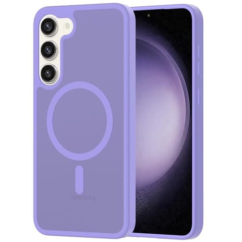 XNXA for Samsung Galaxy S23 Plus Case Magnetic, [Compatible with Magsafe] Frosted S23+ 6.6-Inch Slim Fit Protector Wireless Charging Skin-Feel Shockproof Anti-Slip Protective Phone Cover, Light Purple