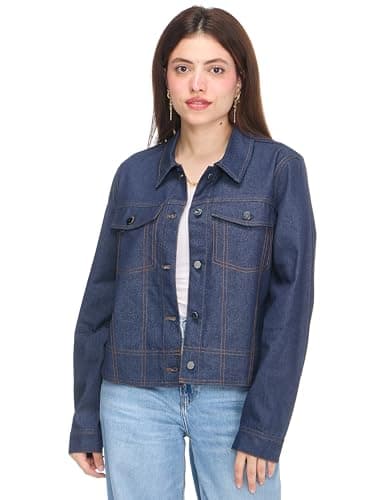 VERO MODA Womens Bonnie Boxy Woven Short Denim Jacket (pack of 1) Coat