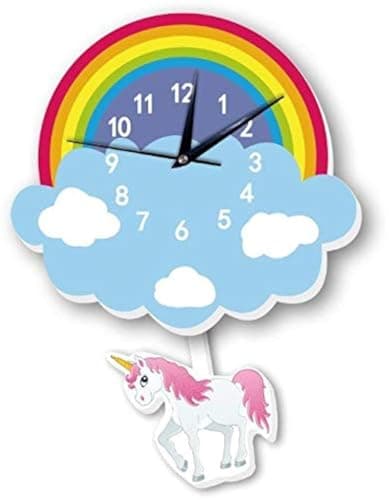 3D Rainbow Unicorn Wall Clock Background Decoration For Kids Rooms Home decor ss