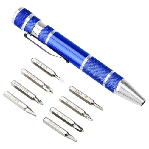 8-in-1 Multi-Purpose Pen Screwdriver Set with Magnetic Flathead and Phillips Bits Pocket Clip Portable Tool for Electronics Eyeglasses Small Devices