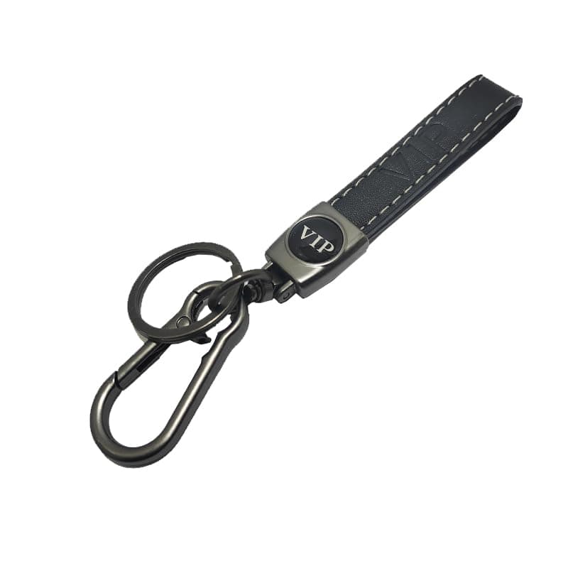 KaberTrade KaberTrade Leather Car Key Chain Strong Metal with D-Ring for Men and Women (Leather & Metal "VIP", Black, Code:9885) - KaberTrade