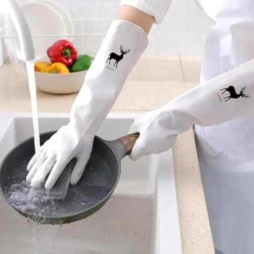 Generic Kitchen Gloves - Waterproof Dishwashing Gloves - Small - White