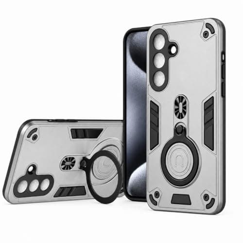 Case Compatible with SAMSUNG GALAXY A27 Dual Layer Shockproof Cover with 360° Rotating Ring Kickstand and Magnetic, Gray Cellular phone case