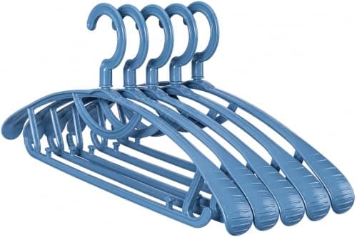 Plastic Clothes Hangers Set of 5 Large Size – Silicone Cutout Hanger, 2 Hooks, Graffiti Holder, Scarves Holder for Organizing Clothes AM