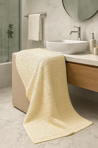 QBED 100% Egyptian Cotton Towels – Soft & High Absorbency – Available in 4 Sizes – Perfect Modern – Hotel Quality (One Piece Only) (Off White, 90 * 16cm)