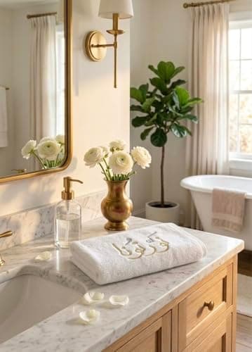 Luxury Guest Towel 30×30 cm – 100% Egyptian Cotton Hand Towel – Soft Absorbent Bathroom Guest Towel with Elegant Embroidery – Premium Hotel & Spa Quality (Nawartoona)