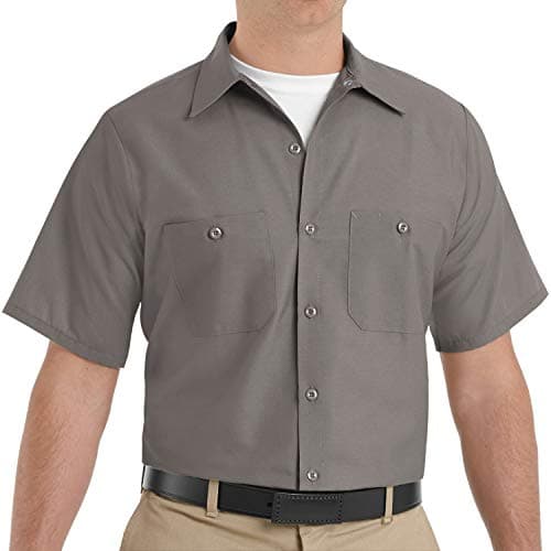 Red Kap Men's Industrial Work Shirt, Short Sleeve Utility Button, Grey, 4X-Large