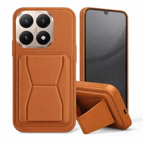 3M Store Leather Case Compatible for Xiaomi 15T / Mi 15T Shockproof Leather Back Card Storage & case built-in Stand PU leather for a stylish look, comfortable grip (Brown)
