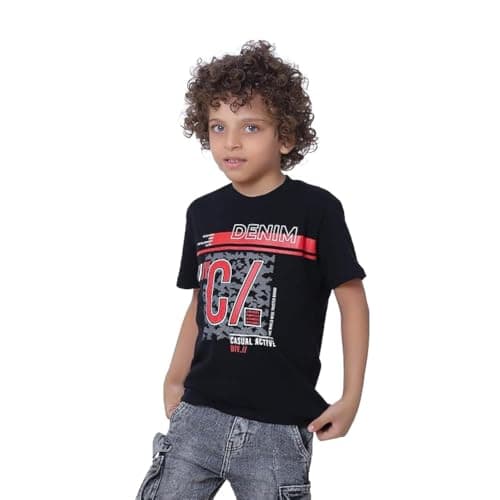 BEBO Boys Boys Printed Short Sleeve T-Shirt 4 Years Black