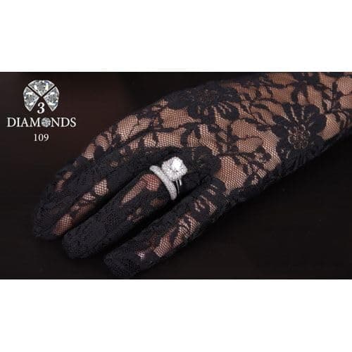 3 Diamonds 292474661779169 Twins Ring Platinum Plated For Women With Zircon Stone - Silver