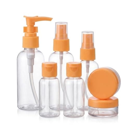 Next store 7 Piece Travel Bottle and Organizer Set Compact Sample Bag for Travel and Trips for Shampoo, Creams, and Perfumes Soft Pink Cosmetic case