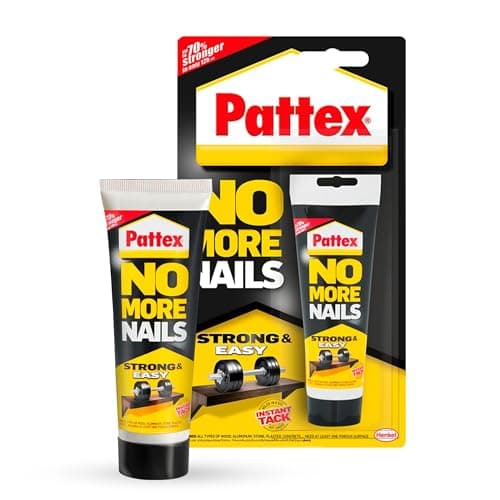 Pattex No More Nails Strong & Easy, Heavy-Duty Mounting Adhesive, Strong Glue for Wood, Ceramic, Metal & More, White instant Grab Adhesive, 1x50g Tube