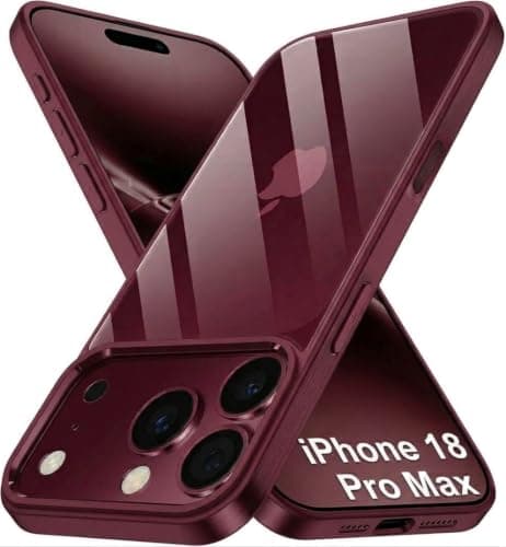 Protective Case for iPhone 18 Pro Max Shockproof Non-Yellowing Transparent Back Anti-Scratch Protective Cover (Burgundy) Cellular phone case