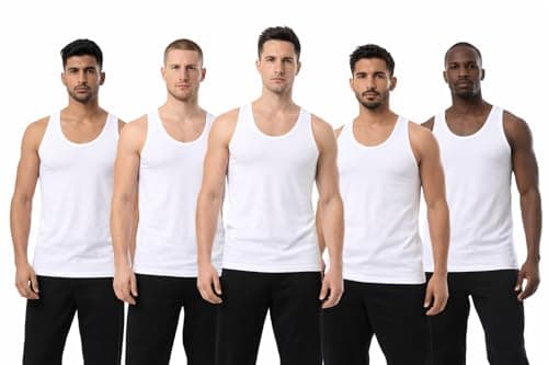 Ajyal pack of 5 Undershirt Men Tank top - 100% Cotton White Shirt