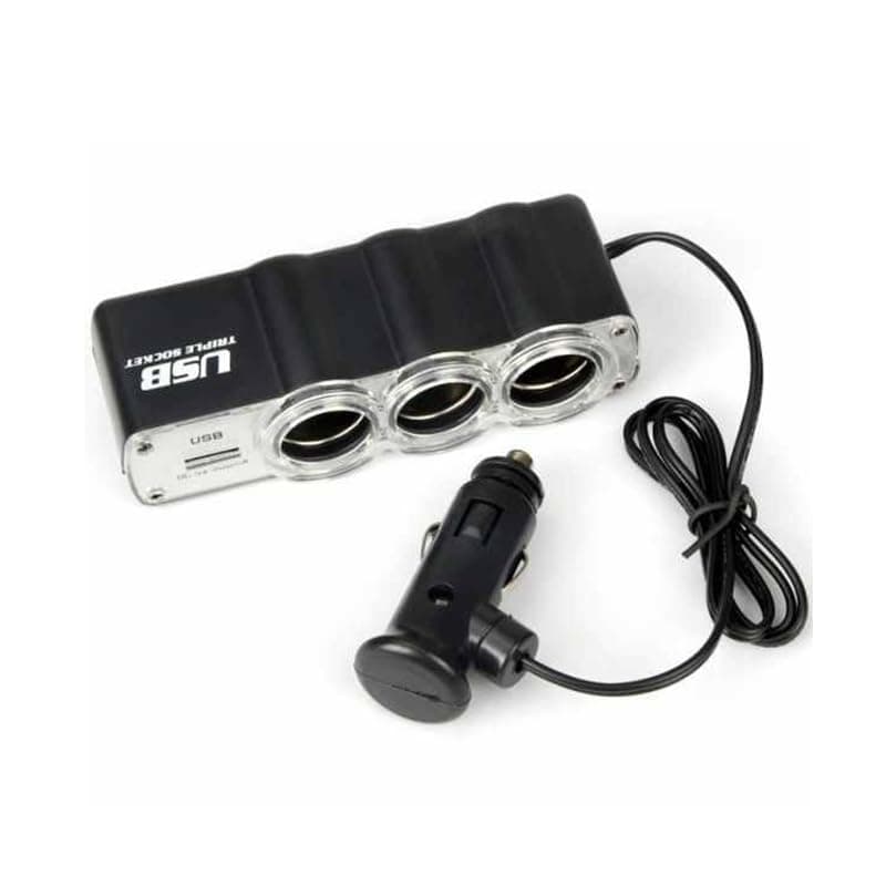 KaberTrade Smart Car Lighter Splitter, Multi Outlet Power Strip for Cars and Trucks, Suitable for Navigation, Dash Cam, Phone Charging (3 Eyes/1USB, Code:1835) - KaberTrade Mechanical lighter
