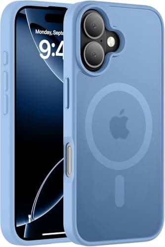 Strong Magnetic for iPhone 16 Case, [Compatible with Magsafe][16FT Mil-Grade Drop Protection] Slim Thin Translucent Matte Protective Cover Case for iPhone 16 Phone Case 6.1 (Light Blue)