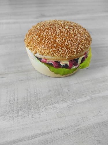 Real 3D Resin House Accessories Foods Magnets Sticker Refrigerator, Magnet Sticker Fake Sandwich Shapes, Sausage Sandwich Burger Sandwich, Sausage Batee, Croissant Sausage (Burger Sandwich) Decorative magnet