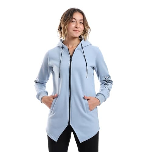 CAESAR Womens Women Hoodie With Front Zipper And Printed Sleeves hoodie (pack of 1) Sweatshirt