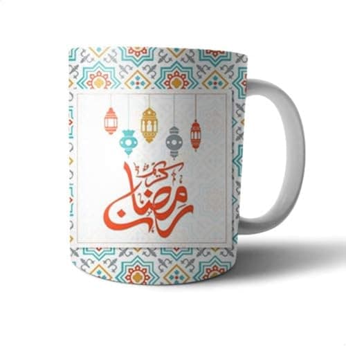 Ceramic Ramadan Kareem Print Mug - Multi Color Drinking cup