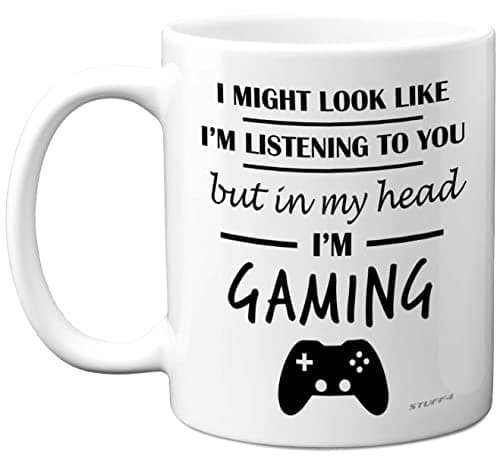 Stuff4 Gamer Gifts for Men and Women - 'In My Head I'm Gaming' Video Gaming Mug for Girls and Boys - 11oz Ceramic Dishwasher Safe Premium Cup Drinking cup