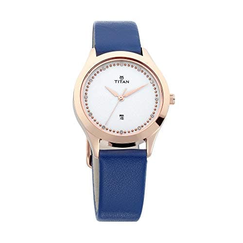 Titan Sparkle Leather Strap Analog Date Function Watch for Women