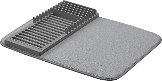 Large Padded Microfiber Dish Drying Mat with Plate Rack and Spoon Holder