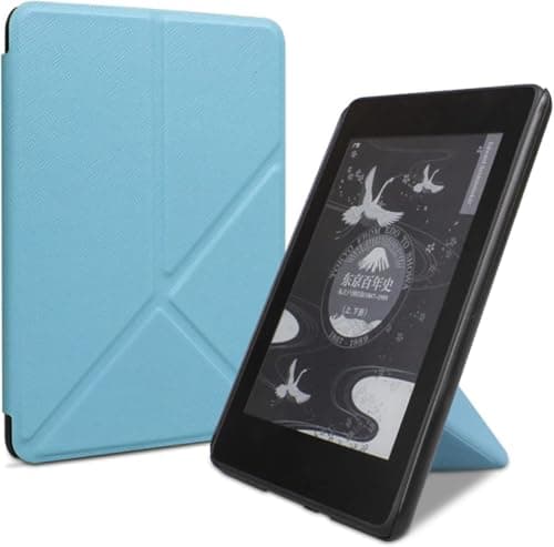 PU Leather flexible back Flip Case for Kindle Paperwhite 11th and Kindle Paperwhite Signature Edition (6.8 inch, 2021 Release) - Cover with Auto Wake/Sleep (Light Blue) Portable electronic device cover