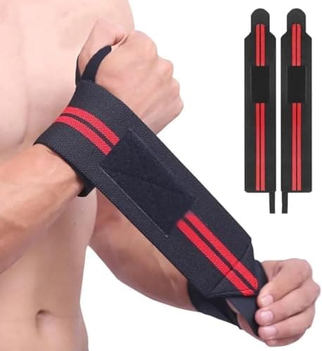 1 Pair Wrist Wraps Thumb Loops for Weightlifting, Bodybuilding, Strength Training, Helps Develop Muscle, Increase and Improve Workout Results Sweatband