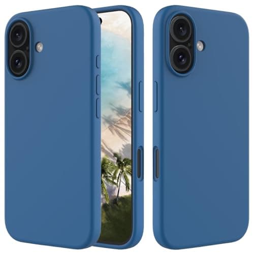EMODIL iPhone 16 Plus Case - Blue Matte Silicone Back Cover - Wireless Charging Compatible Cellular phone case