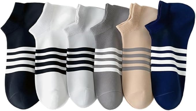Mens Short Socks (Ankle) Multi Color Comfort Cotton Blend Sport Socks, Size Fits (41-45), Pack of 6