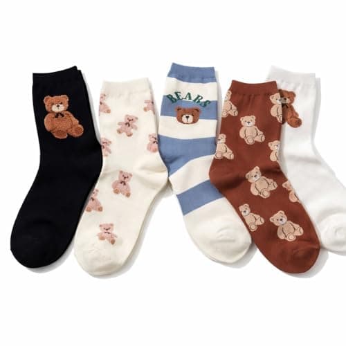 TRENDORA Women's Cotton Long Socks, Multi Color, Size 36-40 EU, Pack of 5 + 1 Pair Gift