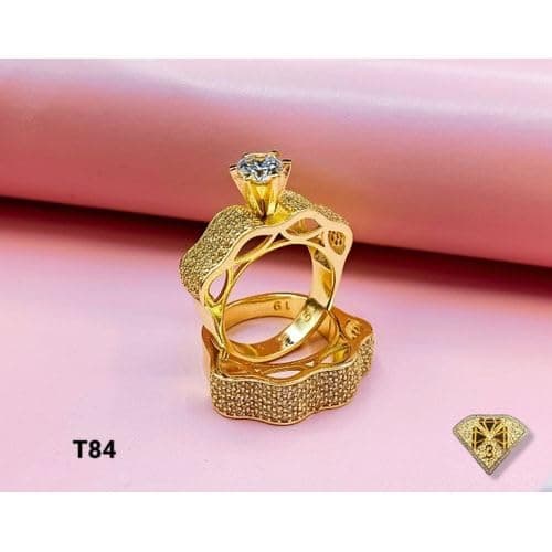 3 Diamonds 292474661779118 Wedding Twins For Women Gold Plated Ring