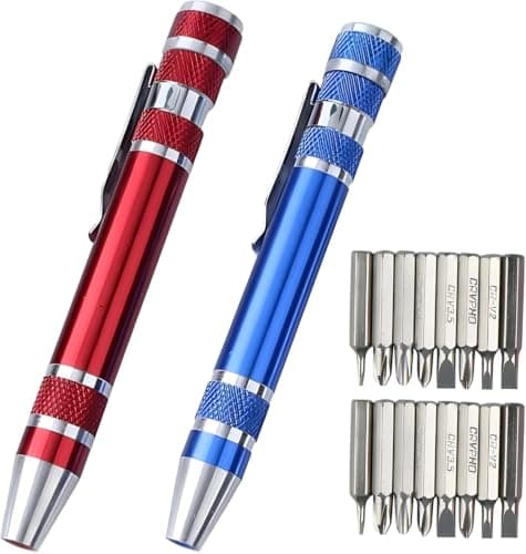 8-in-1 Multi-Use Pen Style Screwdriver Set with Magnetic Phillips and Flathead Bits Pocket Clip for Electronics Glasses and Small Device Repairs