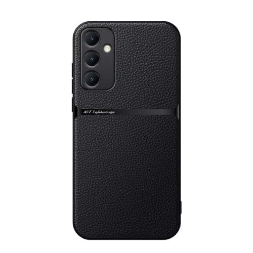 Case For(Compatible With Samsung A55) Litchi Leather Magnetic Full Coverage Shockproof Pho Premium Leather TPU Silicone Hybrid Texture Is Non-Slip And Shockproof Phone Case Cover (Black) Cellular phone case