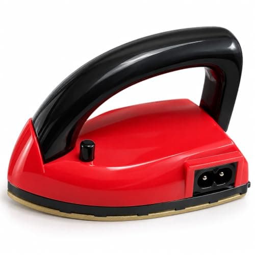 Mini Foldable Clothes Iron,Portable Mini Electric Travel Iron 25W Lightweight Folding Handle for Easy Carrying and Storage,V-18 Red and Black Textile iron