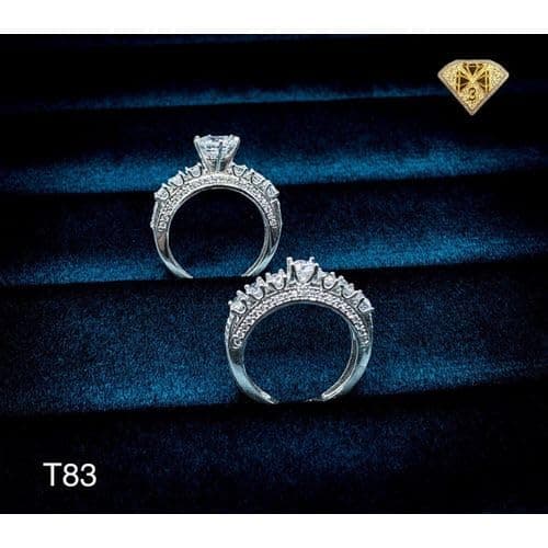 3 Diamonds 292474661778874 Twins Ring Platinum Plated for Women with Zircon Stone - Silver