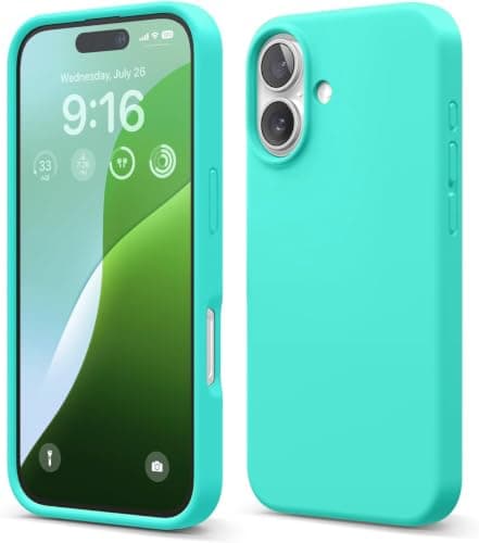 Silicone Case Compatible with iPhone 17 Soft Silicone Gel Rubber Shockproof Cover Matte Finish with Cloth Inner Lining (Turquoise) Cellular phone case