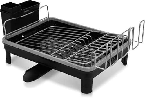 Generic Dish Drying Rack with Utensil Holder, Counter Top Drainer, Black, 52 x 32 x 18 cm, .sew