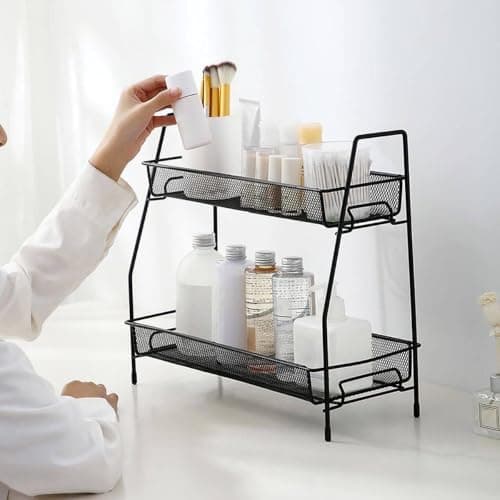 Generic Imported 2-Tier Organizer, Metal Stand/Metal Desk Organizer – Al-Suwaifi brings you the latest, The Ingenious Organizer: A versatile for spices, bottles, and shampoos, .sew